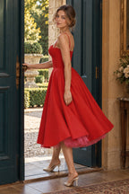 Lace-Draped Off-Shoulder Midi Dress