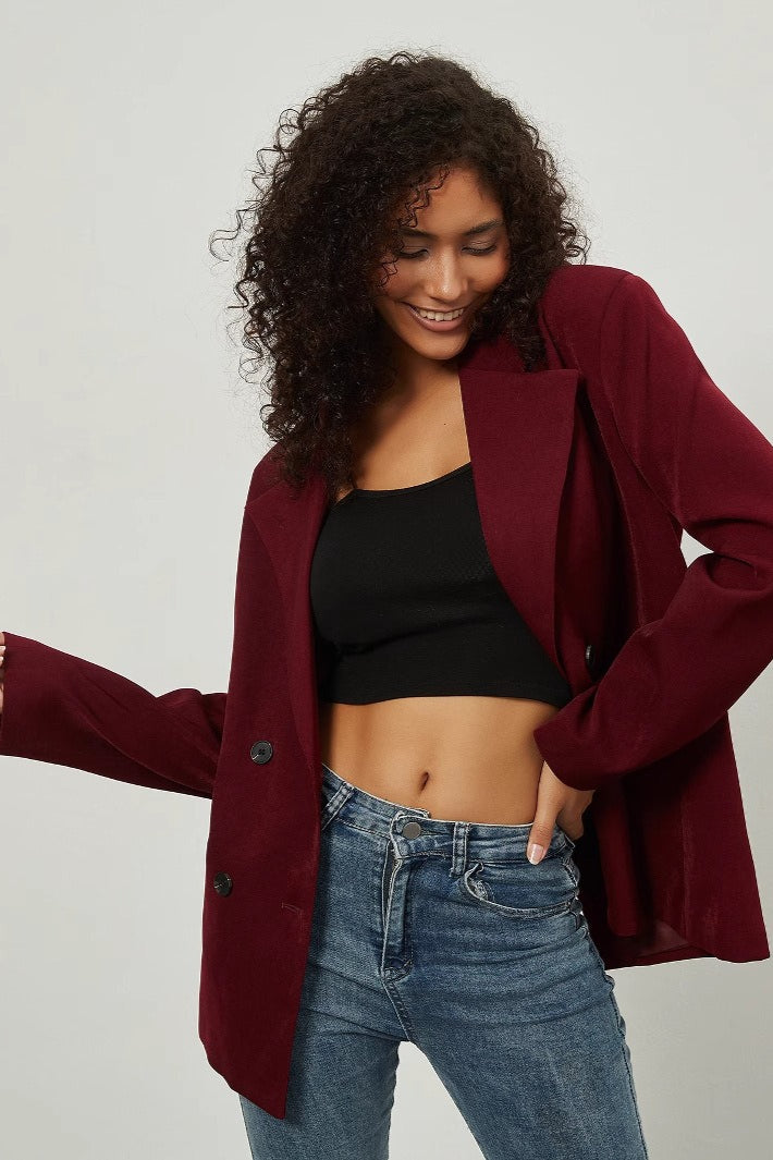 Minimalist Double Breasted Draped Blazer Secondary image