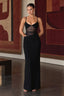 Sheer Panel Plunging Cami Maxi Dress