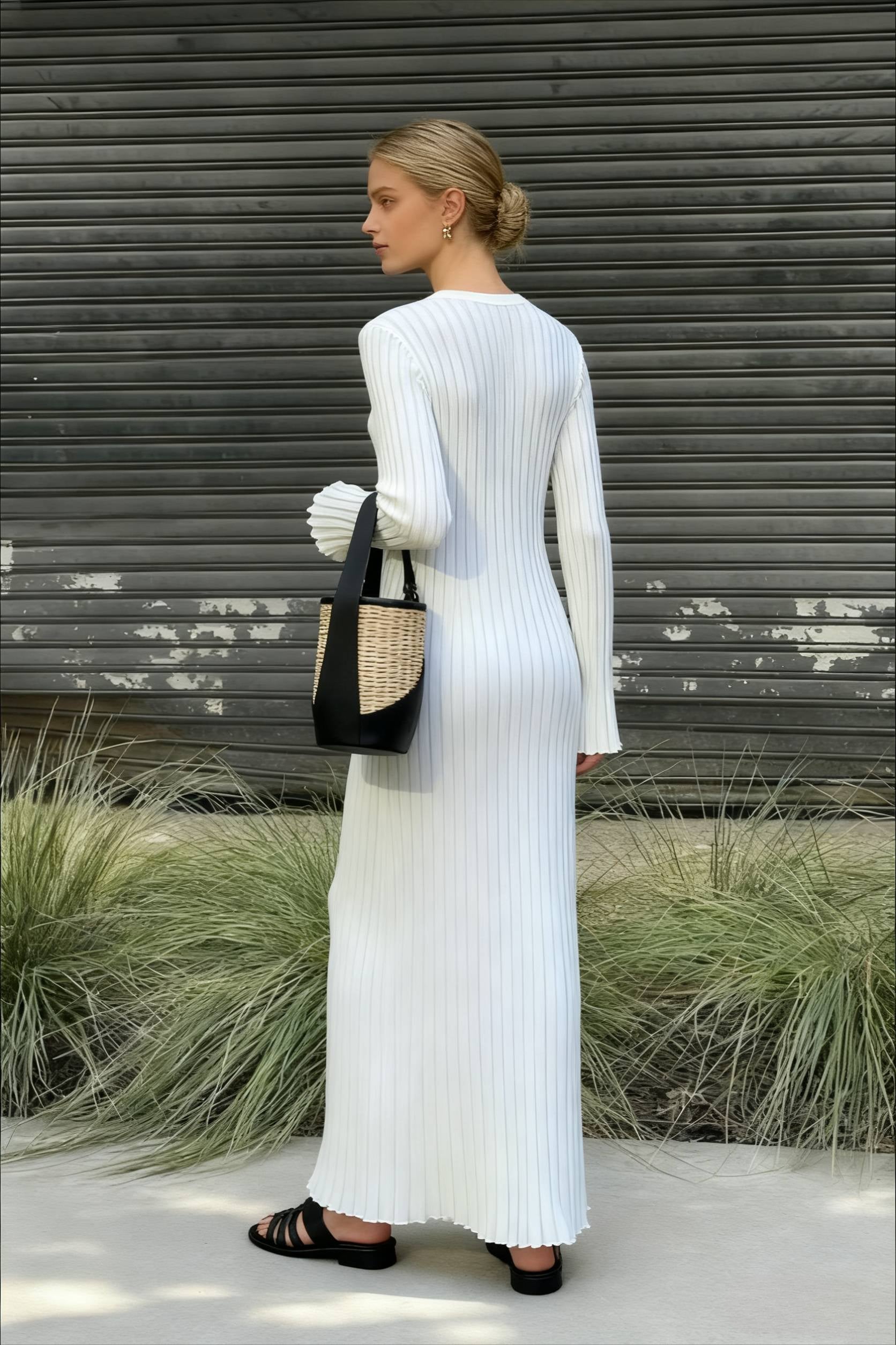 Ribbed Knit Tie Waist Dress Secondary image