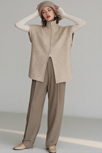 Dual Zip Turtleneck Knit Top
