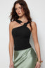 Metal Detail Halter Backless Fitted Crop Top