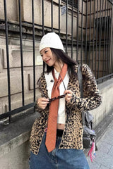 Vintage Leopard Print V Neck Sweater