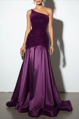 Velvet Panel Off Shoulder A Line Formal Dress