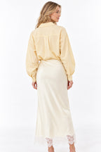 Lace-Trim Straight Maxi Skirt
