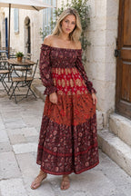 Patchwork Puff Sleeve Boho Dress