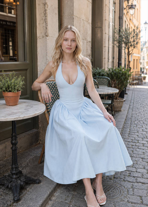 Deep V-Neck Backless Pure Desire White Slim Fit Maxi Dress