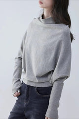 Mock Neck Batwing Knit Top