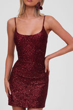 Y2K Spaghetti Strap Bodycon Mini Sequin Dress