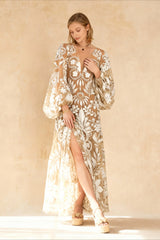 V-Neck Sexy Summer Casual Long Sleeve Boho Dress