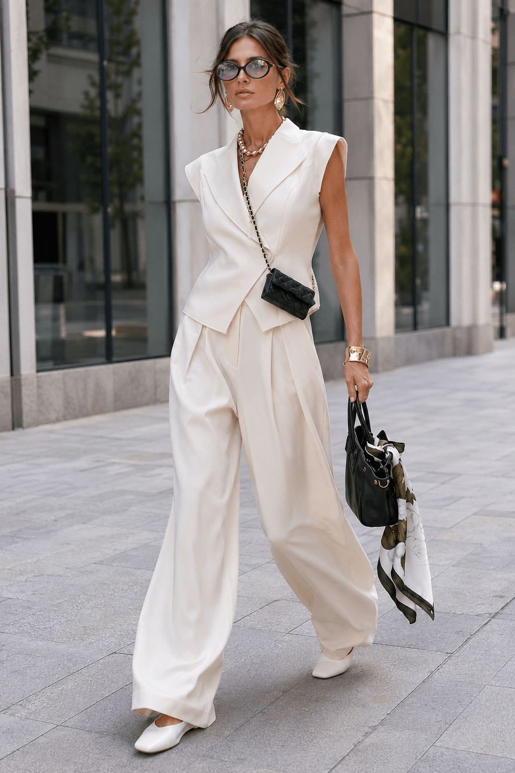 Sleeveless Lapel Two Piece Work Set Secondary image