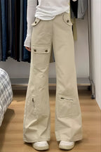 High Waist Pocketed Cargo Flare Jeans