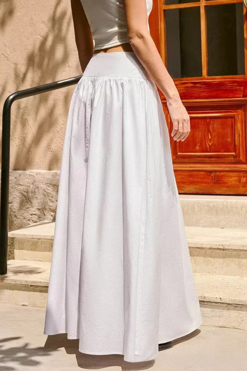 High Waist Vacation Style Midi Skirt