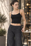 Drawstring Ruched Wide Leg Jeans