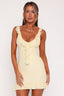 U-Neck Lace Backless Ruffle Trim Lace Dress
