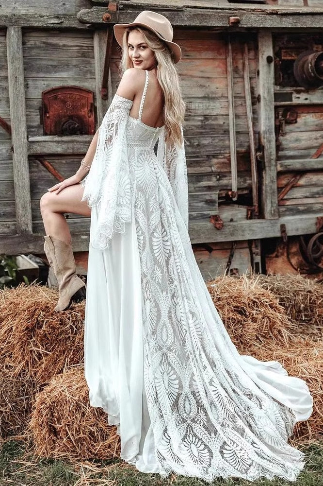 Bohemian Fit Flare Wedding Dress Secondary image
