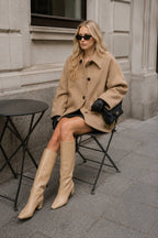 Batwing Sleeve Wool Blend Coat