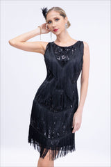 Vintage Sequin Fringe Party Dress