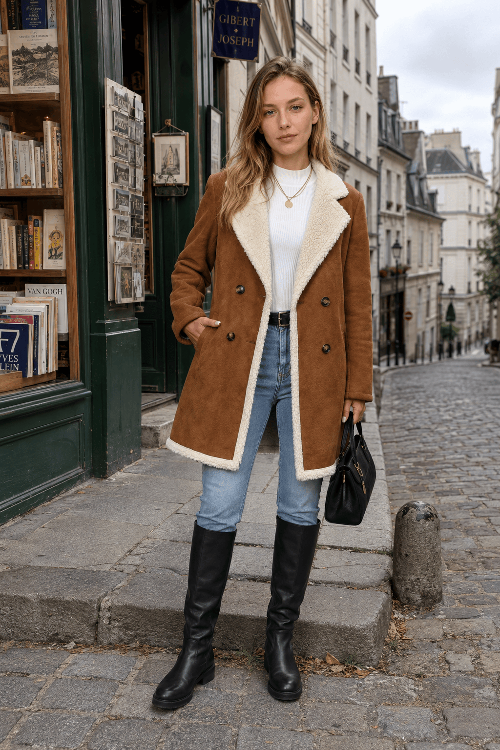 Suede Wool Blend Mid Length Overcoat Secondary image