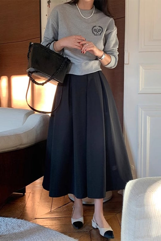 High Waist Pleated A Line Midi Skirt Secondary image