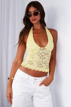 Lace Hollow Out Slim Fit Halter Top