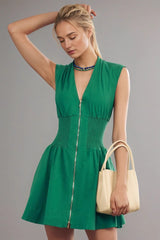 Elegant Fitted Zipper Work Dress