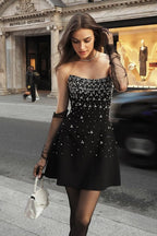 Elegant Slim Rhinestone Strapless Waist Bandage Cocktail Dress