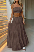Casual Tube Top Maxi Skirt Set