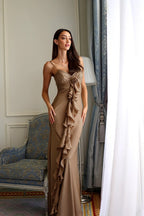 Chic Slim Floral Ribbon Satin Cami Boho Dress
