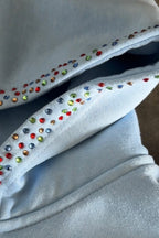 Rhinestone Varsity Number Graphic Zip Hoodie