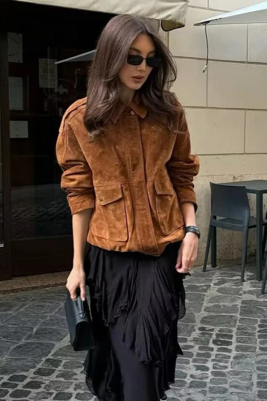 Streetwear Suede Bomber Jacket Secondary image