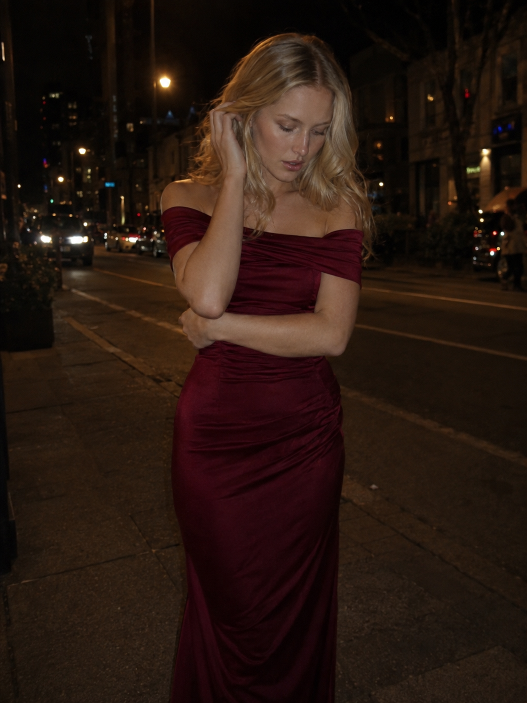 Chic Off Shoulder Bodycon Maxi Hem Prom Dress Main image