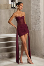 Bustier Backless Ruched Mesh Bodycon Dress