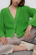 V Neck Cropped Batwing Cardigan