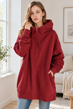Color Hoodie Zipper Solid - Mid-length