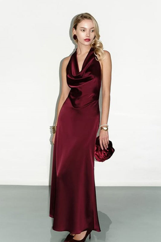 Low-Cut Backless Satin Silk Dress Secondary image