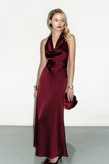 Low-Cut Backless Satin Silk Dress