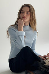 Mock Neck Fleece Lined Knit Top
