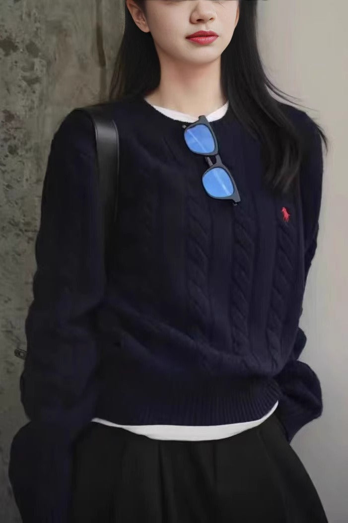 Gray Embroidered Pony Knit Sweater Secondary image