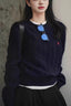 Gray Embroidered Pony Knit Sweater
