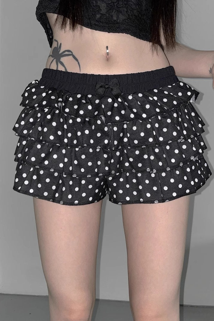 Polka Dot Low Waist Tiered Mini Skirt Main image