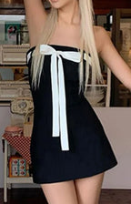 Bowknot Off-Shoulder A-Line Mini Dress