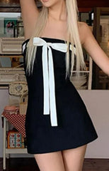 Bowknot Off-Shoulder A-Line Mini Dress