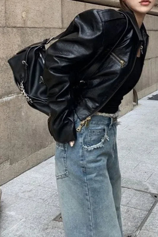 PU Leather Biker Short Jacket Secondary image