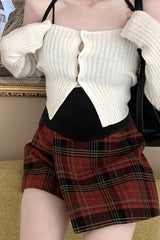 Red Plaid A-Line Christmas Skirt