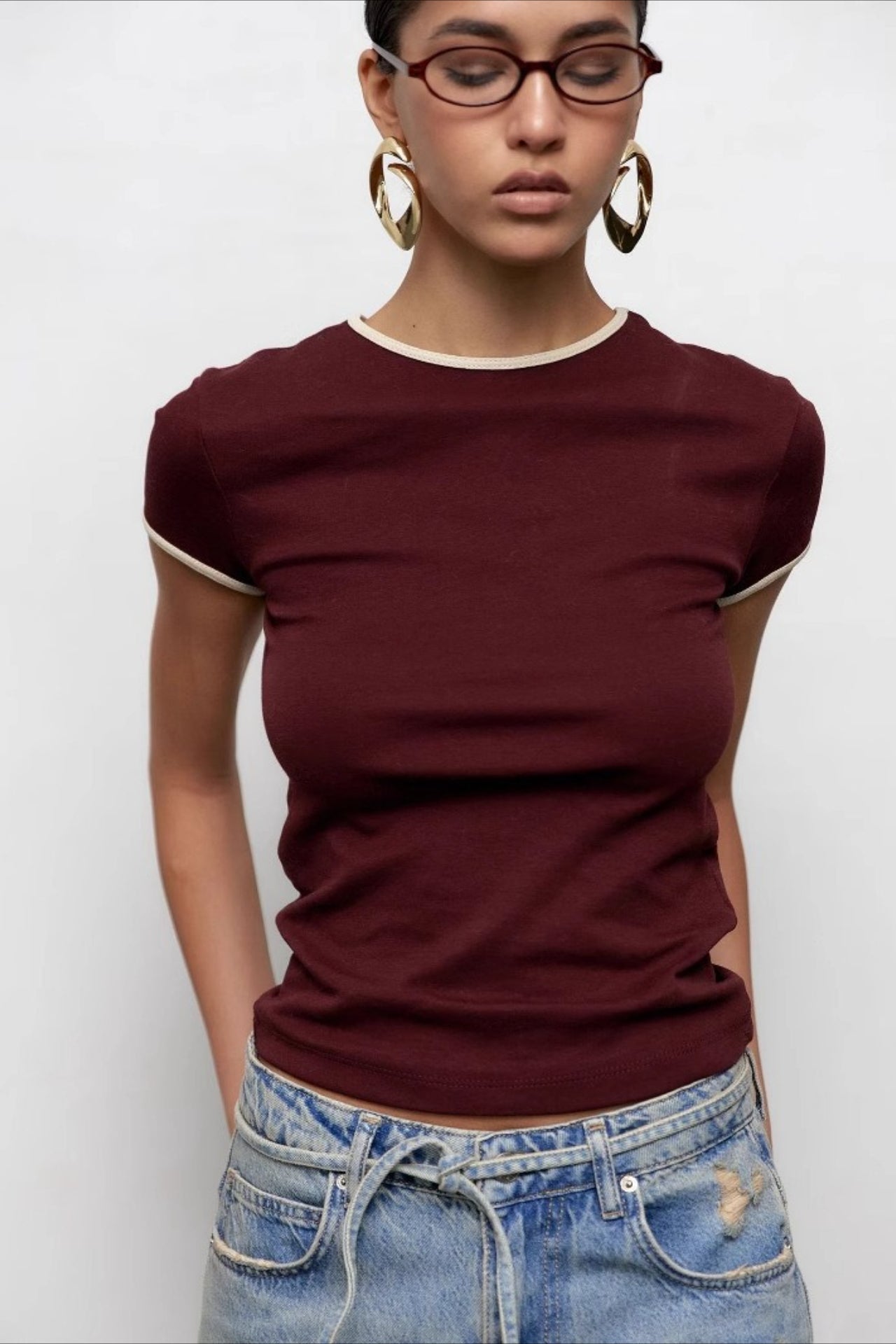 Contrast Trim Crewneck Tee T-Shirt Main image