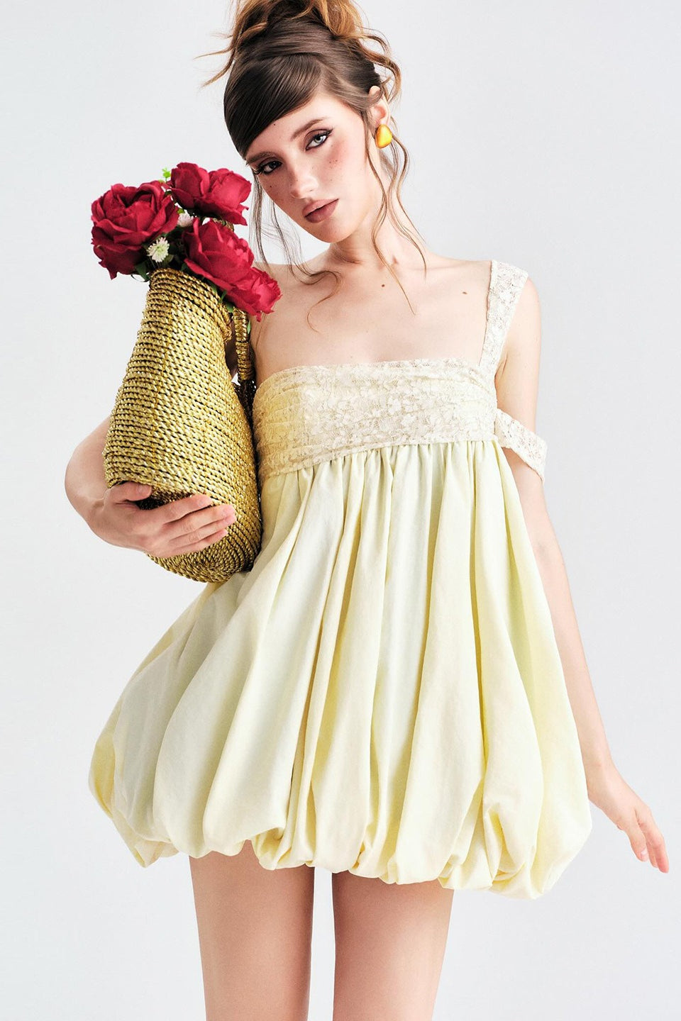 One Shoulder Bubble Hem Mini Dress