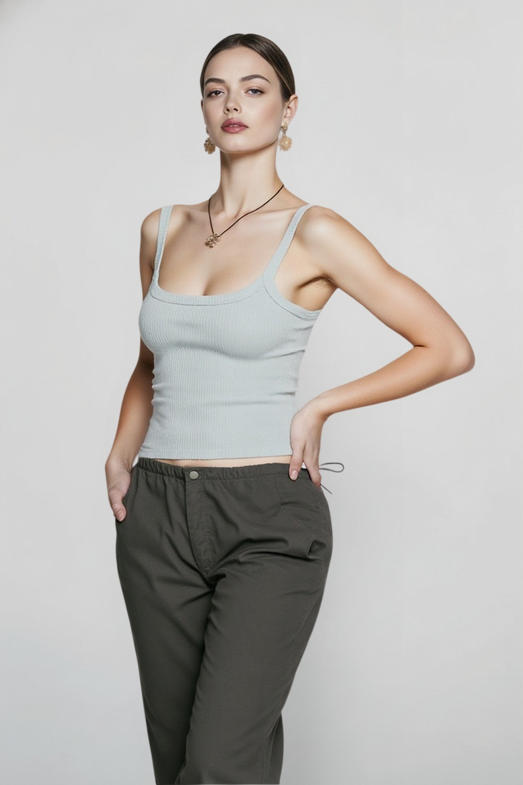 Sleeveless Strap Ribbed Causal Cropped Top Summer Solid O-neck Slim Fit Exposed Navel Mini Vest 2024 Crop Top
