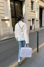 Brushed Collarless Drop Shoulder Short Boxy Coat