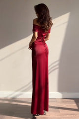 Satin Off-Shoulder A-Line Birthday Dress